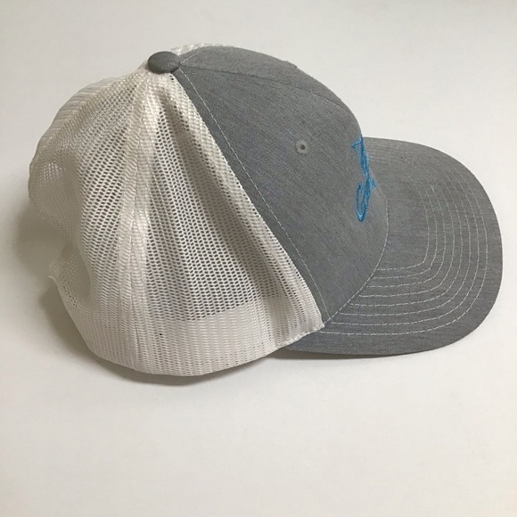 Get Reel Snapback Fishing Hat Cap Mesh Back Marlin Gray Aqua Blue Deep Sea FL - Picture 10 of 14